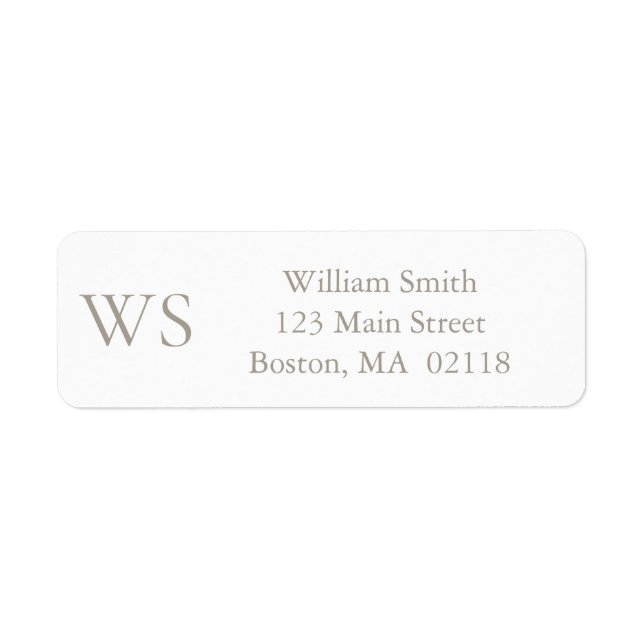 Taupe Monogram Return AddrReturn Address Label (Front)