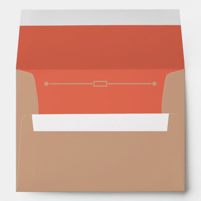 Taupe & Muted Coral Interior Wedding Envelope (Back (Bottom))