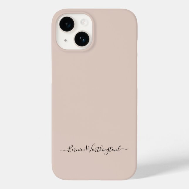 Taupe Neutral Simple Minimalist Script Custom Name Case-Mate iPhone Case (Back)