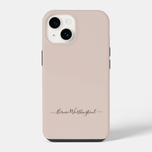 Taupe Neutral Simple Minimalist Script Custom Name Iphone Case (Back)