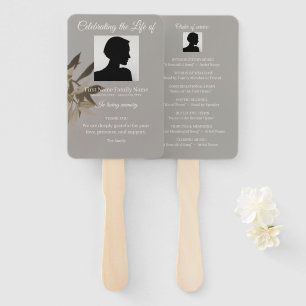 Taupe order of service hand fan