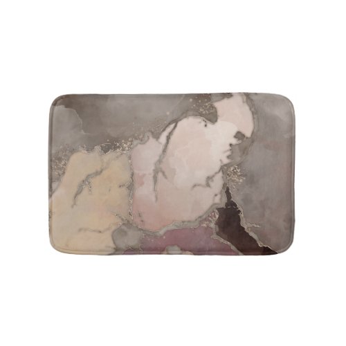 Taupe palette ink and gold abstract bath mat