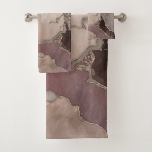 Taupe palette ink and gold abstract bath towel set