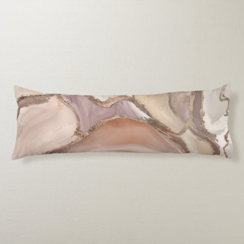 Taupe palette liquid marble and gold abstract body pillow