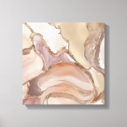 Taupe palette liquid marble and gold abstract canvas print