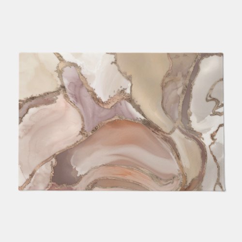 Taupe palette liquid marble and gold abstract doormat