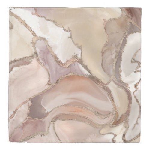 Taupe palette liquid marble and gold abstract duvet cover