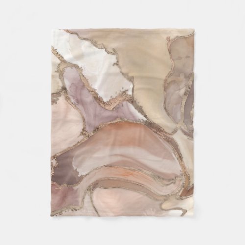 Taupe palette liquid marble and gold abstract fleece blanket