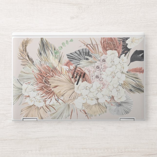 Taupe Pampas Grass Floral Tropical Jungle HP Laptop Skin (Front)