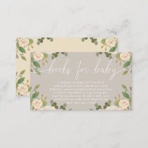 Taupe Peach Floral Baby Shower Book Request Enclosure Card