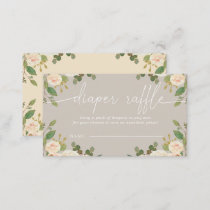 Taupe Peach Floral Baby Shower Diaper Raffle Enclosure Card