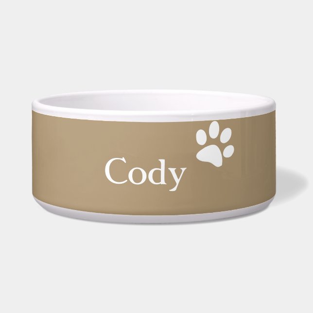 Taupe | Personalized Dog Dish (Front)