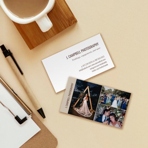 Taupe Photo Collage Professional Photographer Business Card