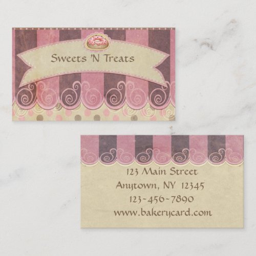 Taupe Pink Bakery Business Cards
