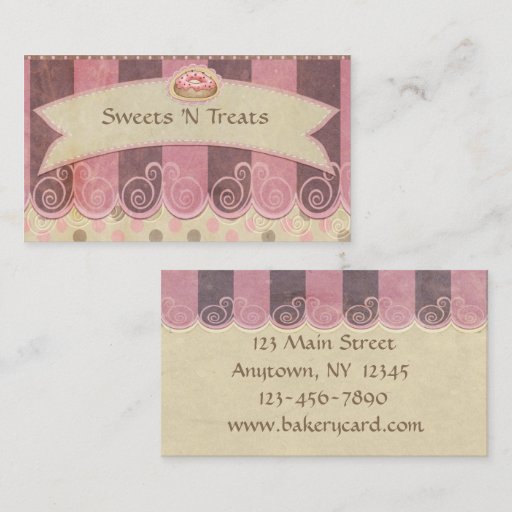 Customizable Taupe Pink Bakery Business Cards