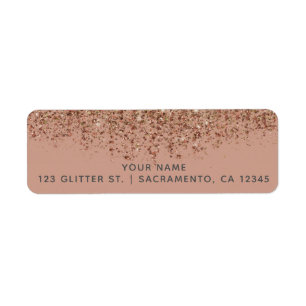 Taupe Pink & Bronze Gold Glitter Glam Chic Party Label