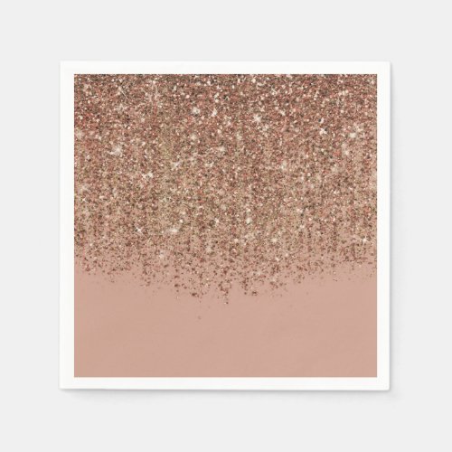 Taupe Pink  Bronze Gold Glitter Glam Party Paper Napkins