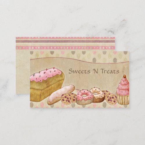 Taupe Pink Cakes Bakery Business Card