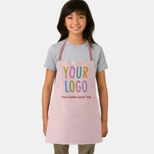 Taupe Pink Custom Kids Apron Company Logo & Text