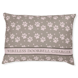 Taupe & Pink Paw Print Dog Bed Funny
