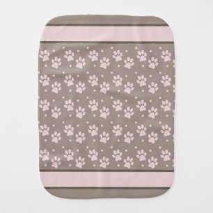 Taupe & Pink Paw Print – Dog Lover Baby Burp Cloth