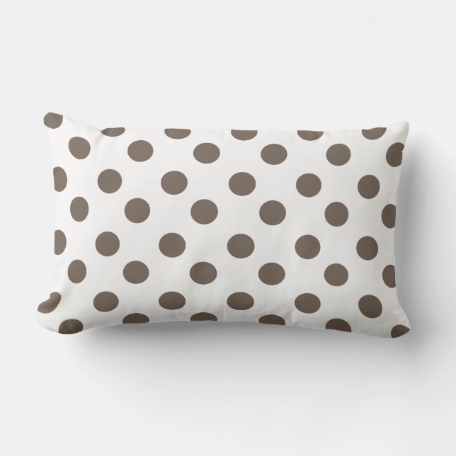Taupe Polka Dots Lumbar Pillow (Front)