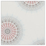 Taupe Red Blue White Mandala Fabric