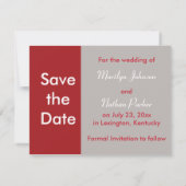 Taupe Red White Peony PHOTO Save the Date Card (Back)