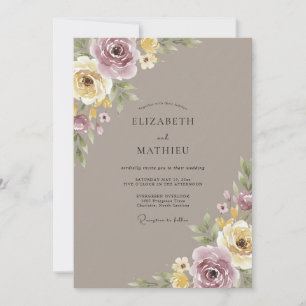 Taupe Refined Romantic Wedding Invitation