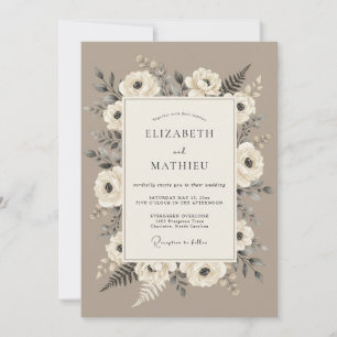 Taupe Refined Rustic Wedding Invitation