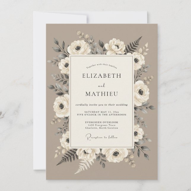 Taupe Refined Rustic Wedding Invitation (Front)