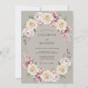 Taupe Romantic Vintage Wedding Invitation