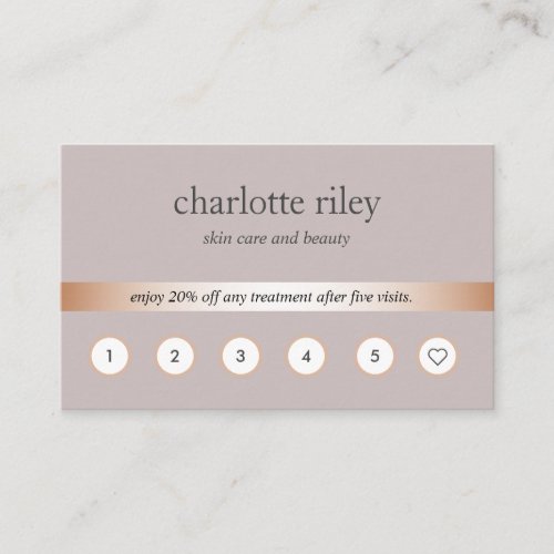 Taupe  Rose Gold 6 Punch Customer Loyalty Card