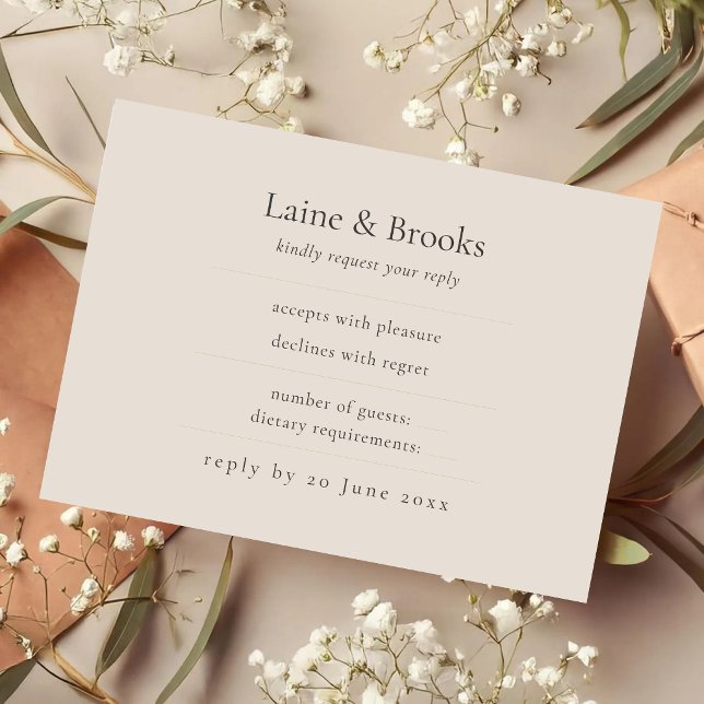 Taupe RSVP Card | Minimal Elegant Wedding Response (Creator Uploaded)