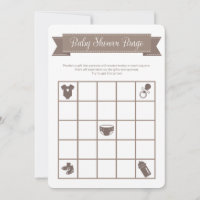 Taupe Sand Baby Shower Bingo Game Double Sided Invitation