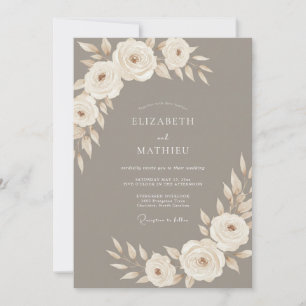 Taupe Serene Neutral Wedding Invitation