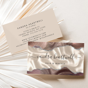 Taupe Silver Agate Ivory Luxury Business Card