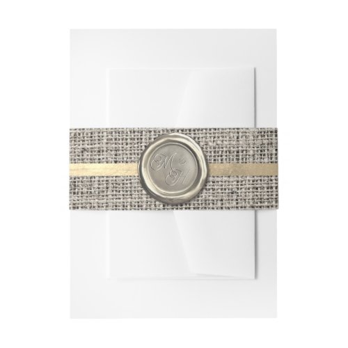Taupe Silver Vintage Initials Custom Wedding Favor Invitation Belly Band