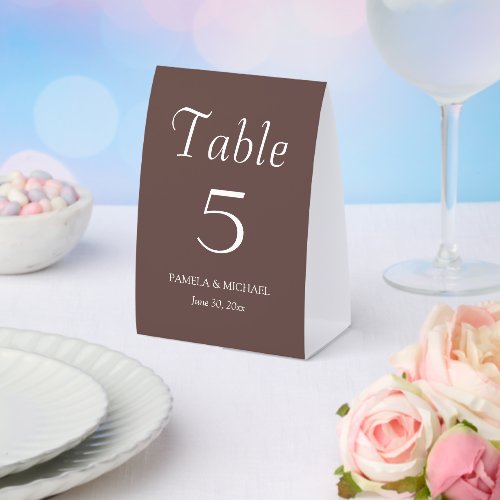 Taupe Simple Style Wedding Paper Table Tent