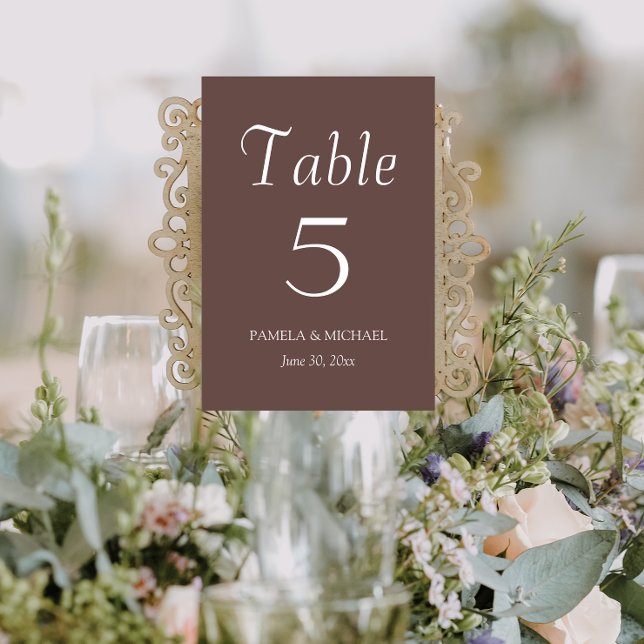 Taupe Simple Style Wedding Table Number (In Situ Wedding)