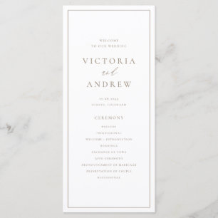 Taupe Simple Typography Formal Wedding Program
