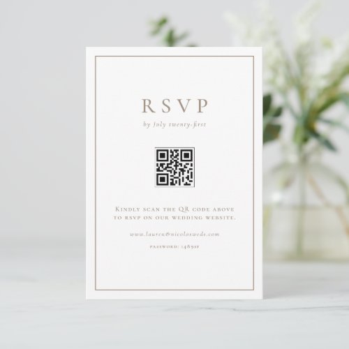 Taupe Simple Typography QR Code Formal Wedding
