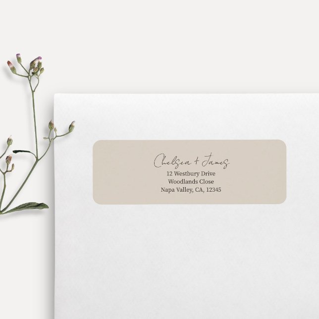 Taupe | Simple Welcome Wedding Address Label (Creator Uploaded)