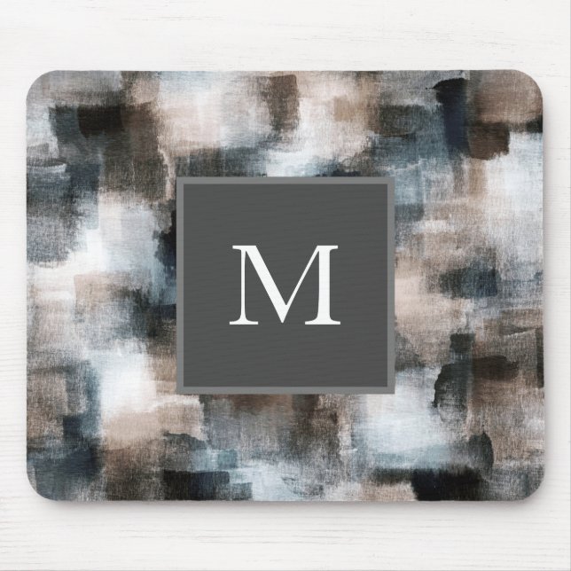 Taupe Slate Brushstrokes Mouse Pad (Front)