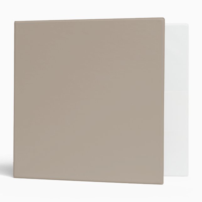 Taupe Solid Color Minimalist 3 Ring Binder (Front/Inside)