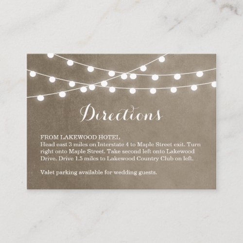 Summer String Lights Wedding Directions Insert Business Card