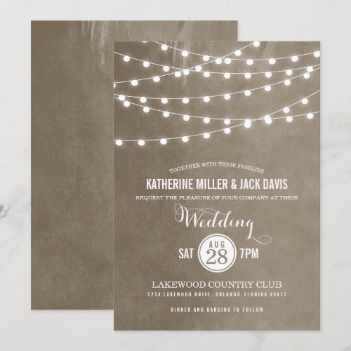 Summer String Lights Wedding Invitation