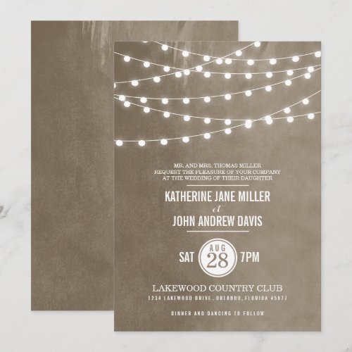 Summer String Lights Wedding Invitation