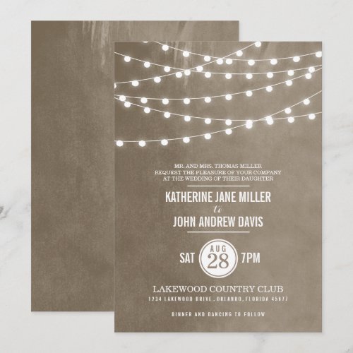 Summer String Lights Wedding Invitation