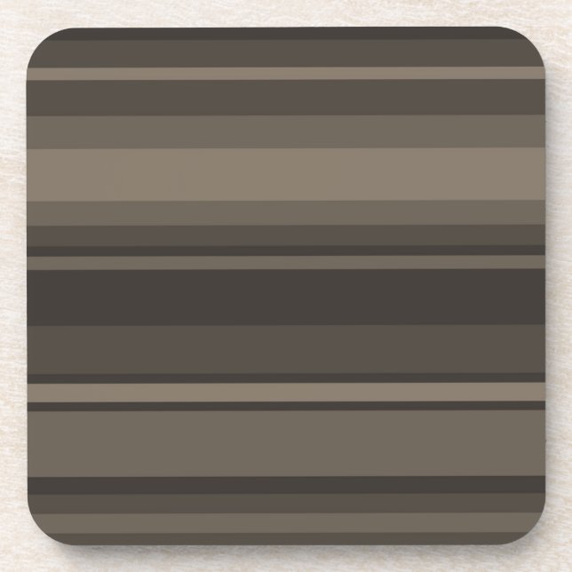 Taupe stripes beverage coaster (Front)